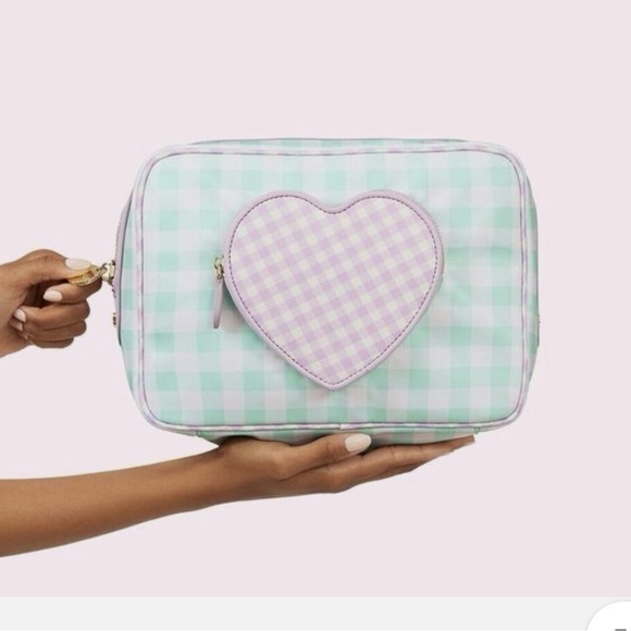 Meadow Picnic Collection Gingham Heart Large Pouch - Stoney Clover Lane NWT - Picture 2 of 3